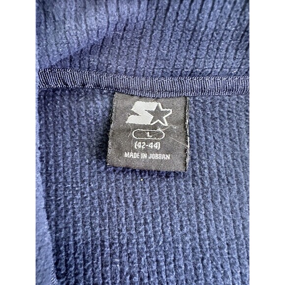Starter Pullover Sweatshirt Blue Y2K Ribbed Knit 1/4 Zip Men's Large Long Sleeve - Picture 3 of 8